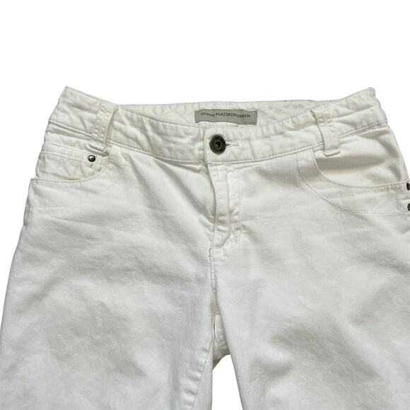 CHICO'S Platinum Denim White Capri Jeans 0 US 4, Coastal Casual Nautical Preppy - Picture 3 of 10